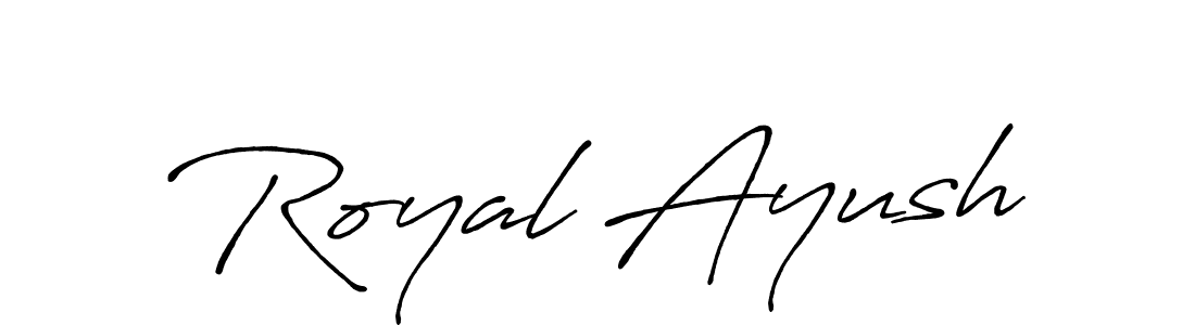 Also we have Royal Ayush name is the best signature style. Create professional handwritten signature collection using Antro_Vectra_Bolder autograph style. Royal Ayush signature style 7 images and pictures png