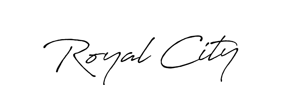 if you are searching for the best signature style for your name Royal City. so please give up your signature search. here we have designed multiple signature styles  using Antro_Vectra_Bolder. Royal City signature style 7 images and pictures png