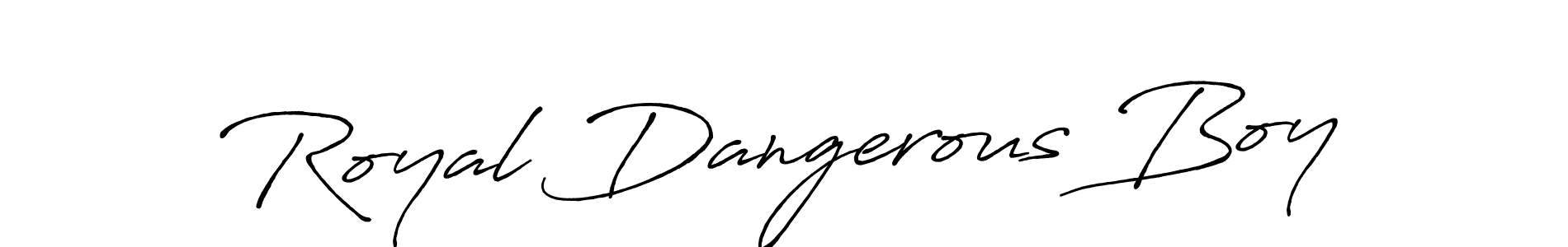 Create a beautiful signature design for name Royal Dangerous Boy. With this signature (Antro_Vectra_Bolder) fonts, you can make a handwritten signature for free. Royal Dangerous Boy signature style 7 images and pictures png