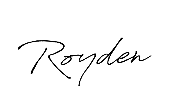 Royden stylish signature style. Best Handwritten Sign (Antro_Vectra_Bolder) for my name. Handwritten Signature Collection Ideas for my name Royden. Royden signature style 7 images and pictures png