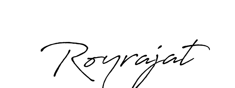 Use a signature maker to create a handwritten signature online. With this signature software, you can design (Antro_Vectra_Bolder) your own signature for name Royrajat. Royrajat signature style 7 images and pictures png