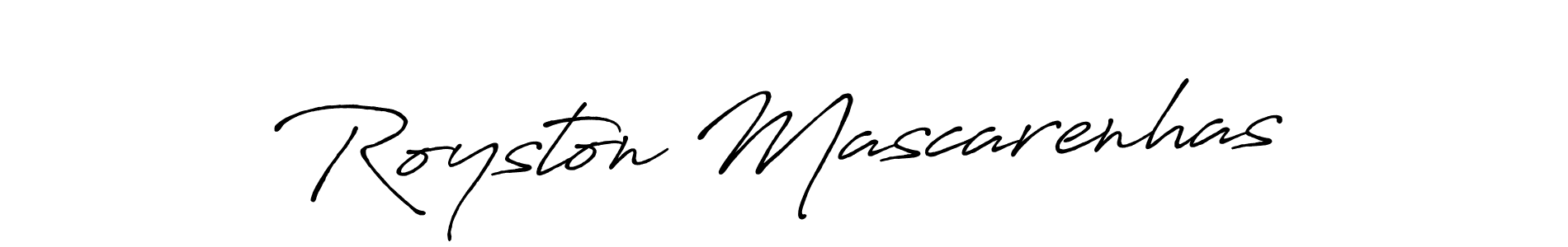 Create a beautiful signature design for name Royston Mascarenhas. With this signature (Antro_Vectra_Bolder) fonts, you can make a handwritten signature for free. Royston Mascarenhas signature style 7 images and pictures png