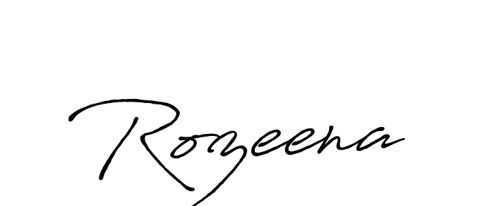 How to make Rozeena name signature. Use Antro_Vectra_Bolder style for creating short signs online. This is the latest handwritten sign. Rozeena signature style 7 images and pictures png