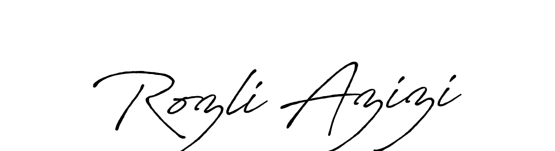 Create a beautiful signature design for name Rozli Azizi. With this signature (Antro_Vectra_Bolder) fonts, you can make a handwritten signature for free. Rozli Azizi signature style 7 images and pictures png