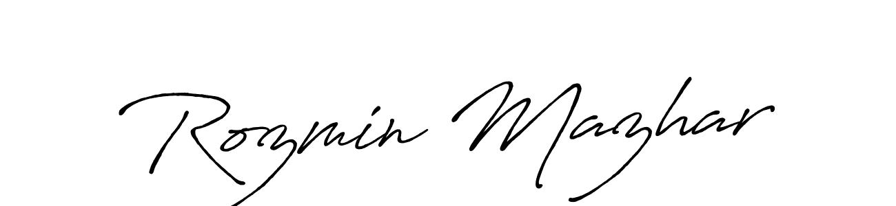 You can use this online signature creator to create a handwritten signature for the name Rozmin Mazhar. This is the best online autograph maker. Rozmin Mazhar signature style 7 images and pictures png