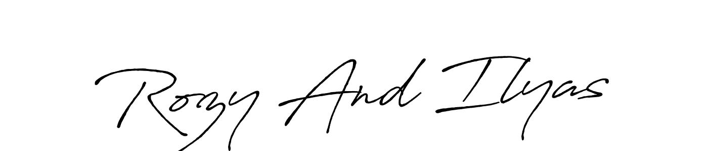 Create a beautiful signature design for name Rozy And Ilyas. With this signature (Antro_Vectra_Bolder) fonts, you can make a handwritten signature for free. Rozy And Ilyas signature style 7 images and pictures png