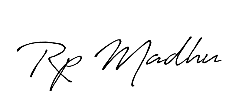 Make a beautiful signature design for name Rp Madhu. With this signature (Antro_Vectra_Bolder) style, you can create a handwritten signature for free. Rp Madhu signature style 7 images and pictures png