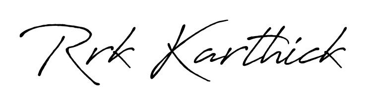 The Antro_Vectra_Bolder font gives name Rrk Karthick a signature that looks effortless yet distinguished. Download high-res PNG instantly. Rrk Karthick signature style 7 images and pictures png