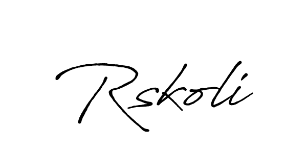 Make a beautiful signature design for name Rskoli. With this signature (Antro_Vectra_Bolder) style, you can create a handwritten signature for free. Rskoli signature style 7 images and pictures png