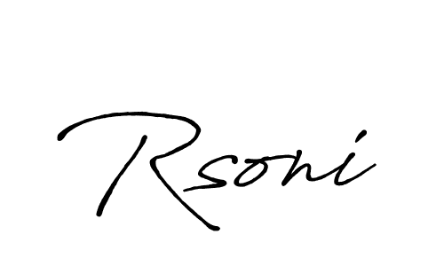 How to make Rsoni name signature. Use Antro_Vectra_Bolder style for creating short signs online. This is the latest handwritten sign. Rsoni signature style 7 images and pictures png