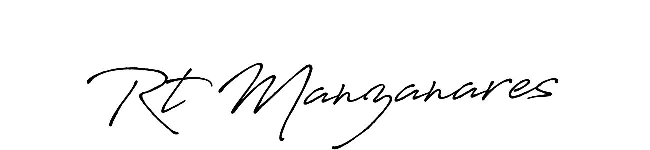 The best way (Antro_Vectra_Bolder) to make a short signature is to pick only two or three words in your name. The name Rt Manzanares include a total of six letters. For converting this name. Rt Manzanares signature style 7 images and pictures png