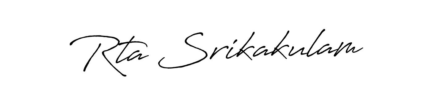 Use a signature maker to create a handwritten signature online. With this signature software, you can design (Antro_Vectra_Bolder) your own signature for name Rta Srikakulam. Rta Srikakulam signature style 7 images and pictures png