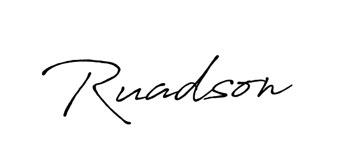 The best way (Antro_Vectra_Bolder) to make a short signature is to pick only two or three words in your name. The name Ruadson include a total of six letters. For converting this name. Ruadson signature style 7 images and pictures png