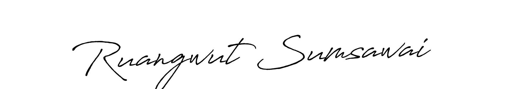 You should practise on your own different ways (Antro_Vectra_Bolder) to write your name (Ruangwut Sumsawai) in signature. don't let someone else do it for you. Ruangwut Sumsawai signature style 7 images and pictures png