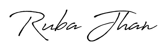 Designed for modern professionals: Ruba Jhan name signature crafted with Antro_Vectra_Bolder script. Ready for digital PDF workflows. Ruba Jhan signature style 7 images and pictures png