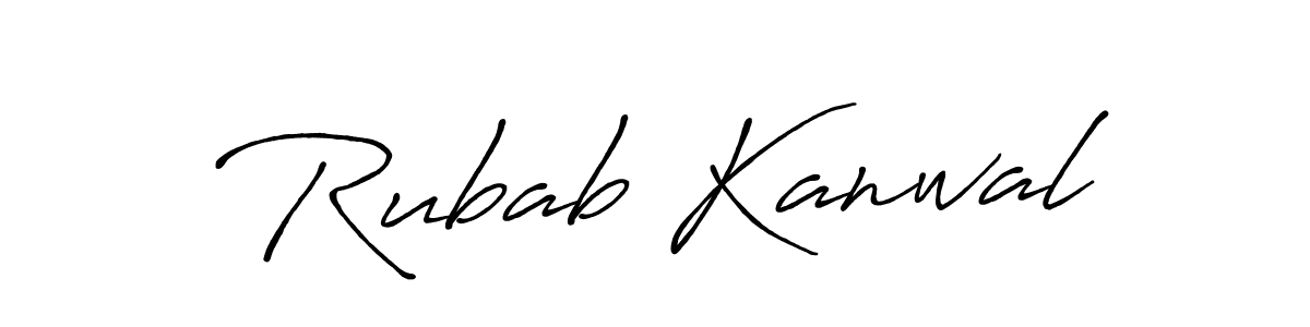 Create a beautiful signature design for name Rubab Kanwal. With this signature (Antro_Vectra_Bolder) fonts, you can make a handwritten signature for free. Rubab Kanwal signature style 7 images and pictures png