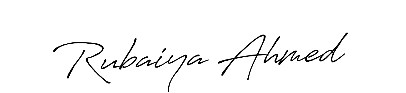 Create a beautiful signature design for name Rubaiya Ahmed. With this signature (Antro_Vectra_Bolder) fonts, you can make a handwritten signature for free. Rubaiya Ahmed signature style 7 images and pictures png