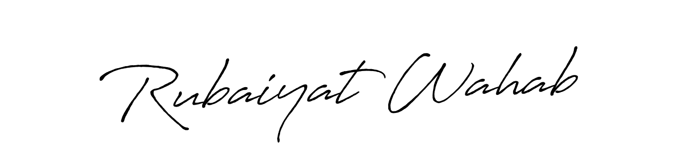 Make a beautiful signature design for name Rubaiyat Wahab. With this signature (Antro_Vectra_Bolder) style, you can create a handwritten signature for free. Rubaiyat Wahab signature style 7 images and pictures png