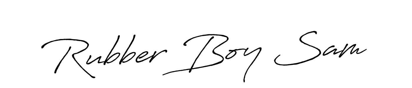 Create a beautiful signature design for name Rubber Boy Sam. With this signature (Antro_Vectra_Bolder) fonts, you can make a handwritten signature for free. Rubber Boy Sam signature style 7 images and pictures png