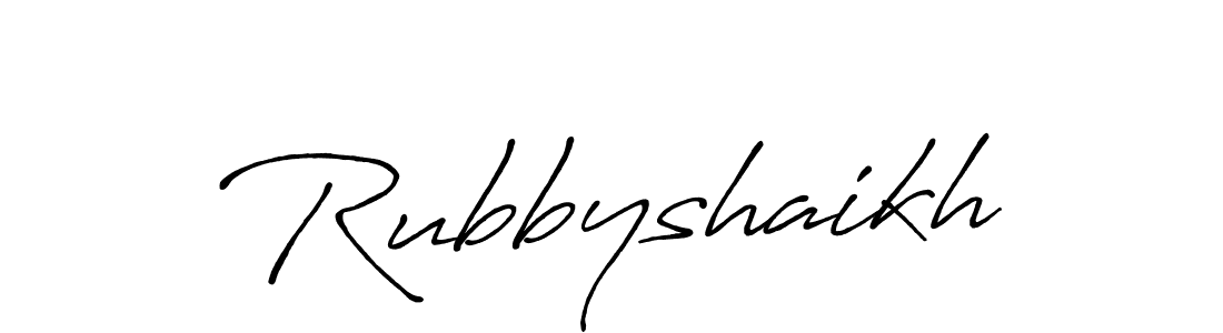 How to make Rubbyshaikh name signature. Use Antro_Vectra_Bolder style for creating short signs online. This is the latest handwritten sign. Rubbyshaikh signature style 7 images and pictures png