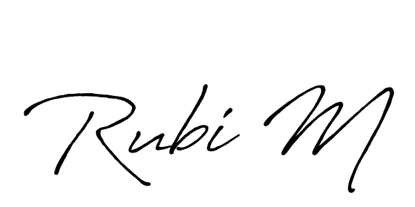 Make a beautiful signature design for name Rubi M. With this signature (Antro_Vectra_Bolder) style, you can create a handwritten signature for free. Rubi M signature style 7 images and pictures png