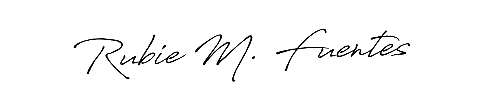 You should practise on your own different ways (Antro_Vectra_Bolder) to write your name (Rubie M. Fuentes) in signature. don't let someone else do it for you. Rubie M. Fuentes signature style 7 images and pictures png