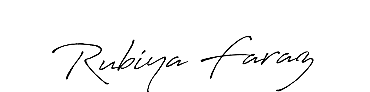 How to make Rubiya Faraz name signature. Use Antro_Vectra_Bolder style for creating short signs online. This is the latest handwritten sign. Rubiya Faraz signature style 7 images and pictures png