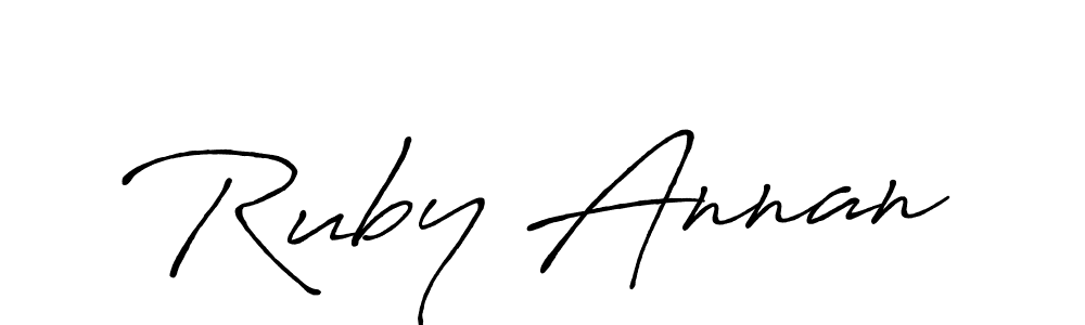 How to make Ruby Annan name signature. Use Antro_Vectra_Bolder style for creating short signs online. This is the latest handwritten sign. Ruby Annan signature style 7 images and pictures png