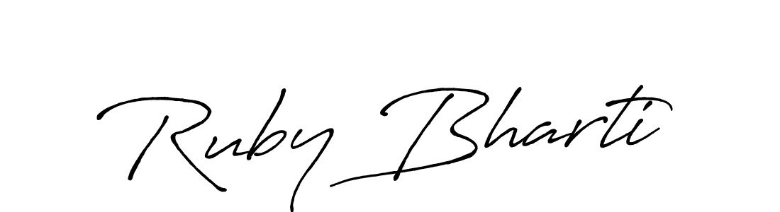 Antro_Vectra_Bolder is a professional signature style that is perfect for those who want to add a touch of class to their signature. It is also a great choice for those who want to make their signature more unique. Get Ruby Bharti name to fancy signature for free. Ruby Bharti signature style 7 images and pictures png