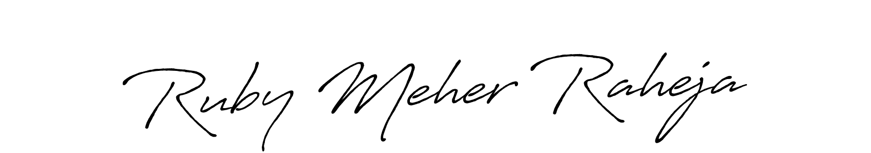 Create a beautiful signature design for name Ruby Meher Raheja. With this signature (Antro_Vectra_Bolder) fonts, you can make a handwritten signature for free. Ruby Meher Raheja signature style 7 images and pictures png