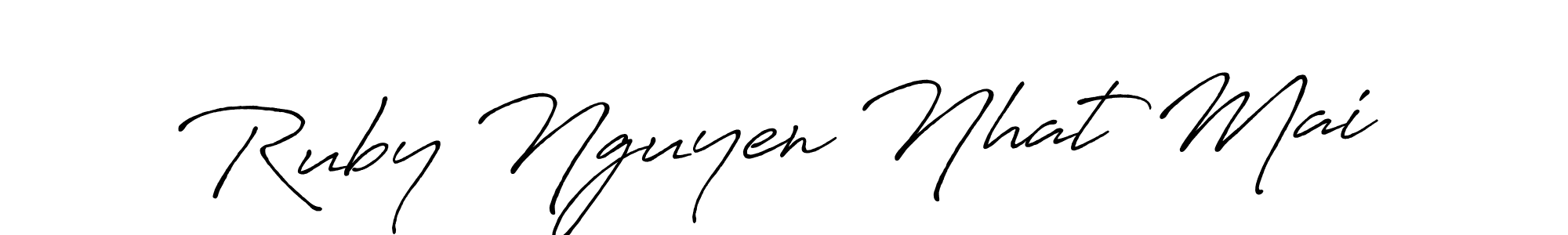 How to make Ruby Nguyen Nhat Mai name signature. Use Antro_Vectra_Bolder style for creating short signs online. This is the latest handwritten sign. Ruby Nguyen Nhat Mai signature style 7 images and pictures png