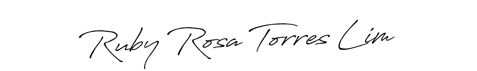 Antro_Vectra_Bolder is a professional signature style that is perfect for those who want to add a touch of class to their signature. It is also a great choice for those who want to make their signature more unique. Get Ruby Rosa Torres Lim name to fancy signature for free. Ruby Rosa Torres Lim signature style 7 images and pictures png