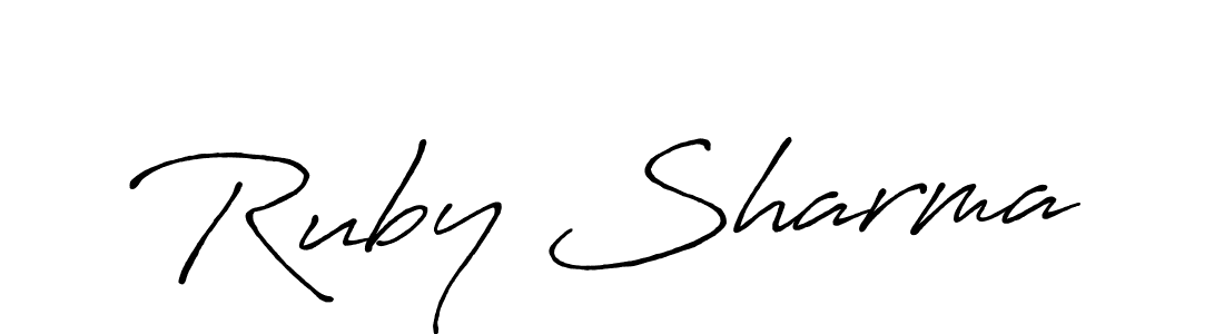 Make a beautiful signature design for name Ruby Sharma. With this signature (Antro_Vectra_Bolder) style, you can create a handwritten signature for free. Ruby Sharma signature style 7 images and pictures png