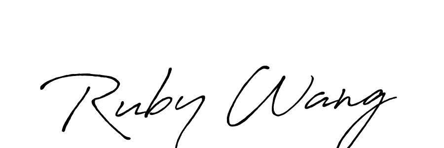 Antro_Vectra_Bolder is a professional signature style that is perfect for those who want to add a touch of class to their signature. It is also a great choice for those who want to make their signature more unique. Get Ruby Wang name to fancy signature for free. Ruby Wang signature style 7 images and pictures png