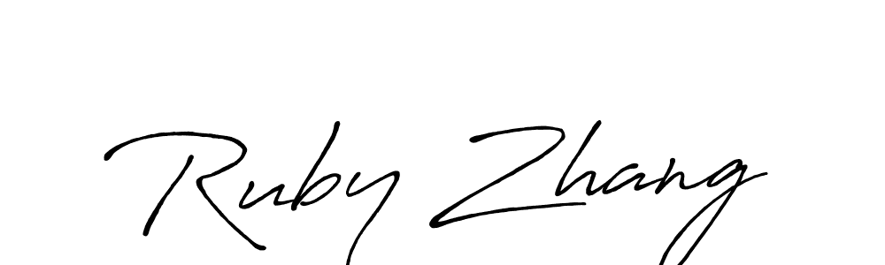 Make a beautiful signature design for name Ruby Zhang. With this signature (Antro_Vectra_Bolder) style, you can create a handwritten signature for free. Ruby Zhang signature style 7 images and pictures png