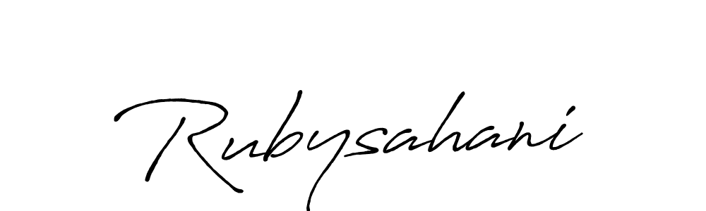 Use a signature maker to create a handwritten signature online. With this signature software, you can design (Antro_Vectra_Bolder) your own signature for name Rubysahani. Rubysahani signature style 7 images and pictures png