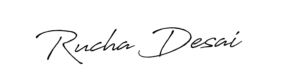 Design your own signature with our free online signature maker. With this signature software, you can create a handwritten (Antro_Vectra_Bolder) signature for name Rucha Desai. Rucha Desai signature style 7 images and pictures png