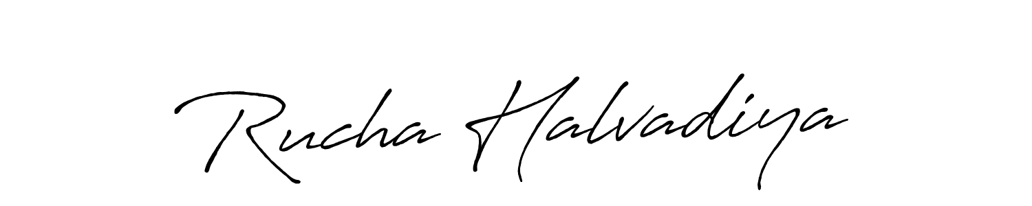 It looks lik you need a new signature style for name Rucha Halvadiya. Design unique handwritten (Antro_Vectra_Bolder) signature with our free signature maker in just a few clicks. Rucha Halvadiya signature style 7 images and pictures png