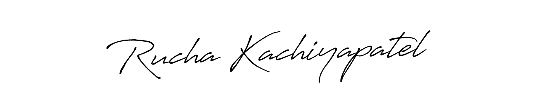 How to make Rucha Kachiyapatel name signature. Use Antro_Vectra_Bolder style for creating short signs online. This is the latest handwritten sign. Rucha Kachiyapatel signature style 7 images and pictures png