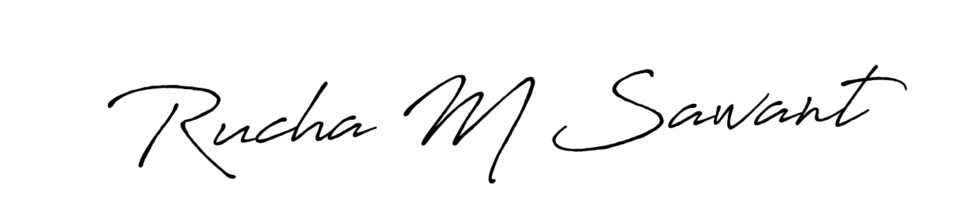 Antro_Vectra_Bolder is a professional signature style that is perfect for those who want to add a touch of class to their signature. It is also a great choice for those who want to make their signature more unique. Get Rucha M Sawant name to fancy signature for free. Rucha M Sawant signature style 7 images and pictures png