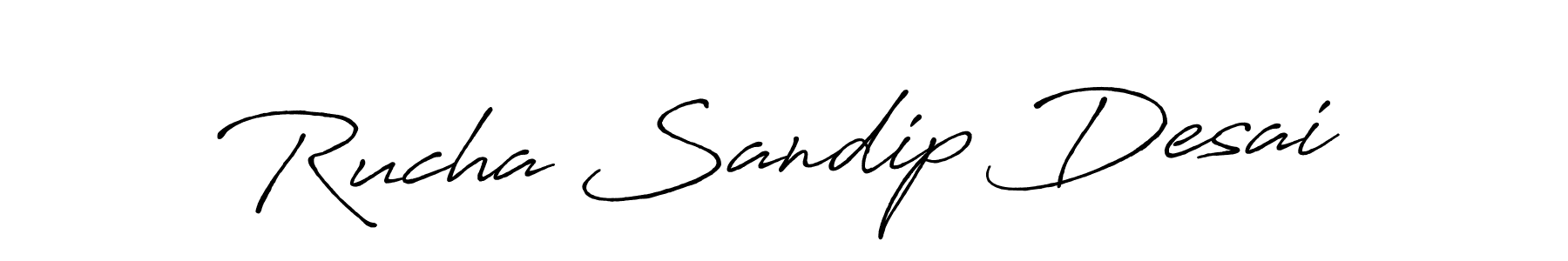 Make a beautiful signature design for name Rucha Sandip Desai. With this signature (Antro_Vectra_Bolder) style, you can create a handwritten signature for free. Rucha Sandip Desai signature style 7 images and pictures png