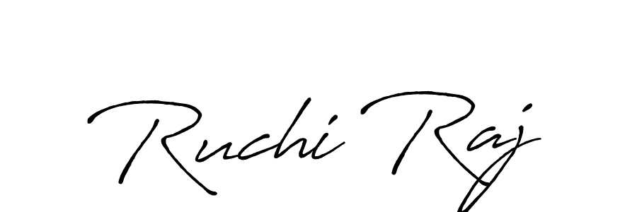 How to make Ruchi Raj name signature. Use Antro_Vectra_Bolder style for creating short signs online. This is the latest handwritten sign. Ruchi Raj signature style 7 images and pictures png