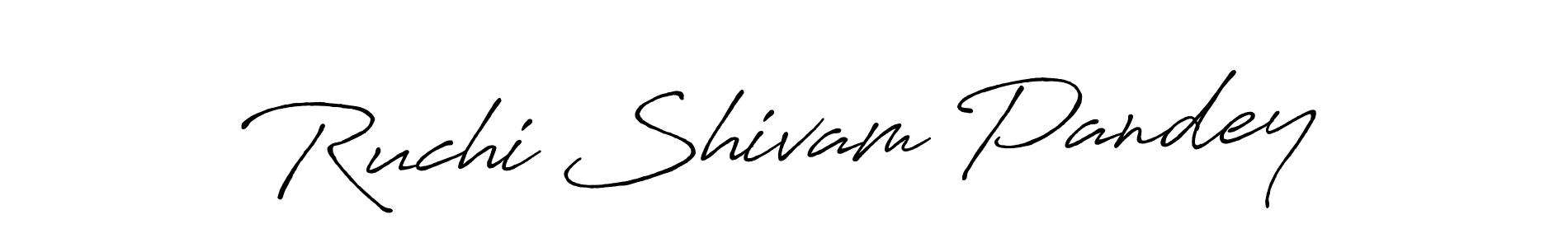 How to make Ruchi Shivam Pandey name signature. Use Antro_Vectra_Bolder style for creating short signs online. This is the latest handwritten sign. Ruchi Shivam Pandey signature style 7 images and pictures png