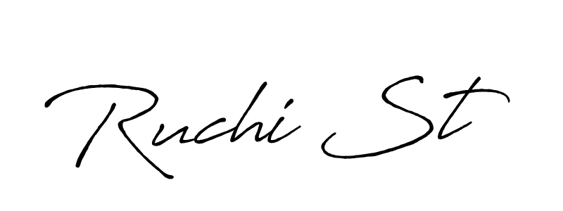 Also You can easily find your signature by using the search form. We will create Ruchi St name handwritten signature images for you free of cost using Antro_Vectra_Bolder sign style. Ruchi St signature style 7 images and pictures png