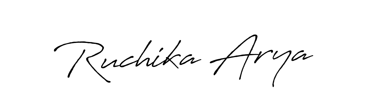 How to make Ruchika Arya name signature. Use Antro_Vectra_Bolder style for creating short signs online. This is the latest handwritten sign. Ruchika Arya signature style 7 images and pictures png