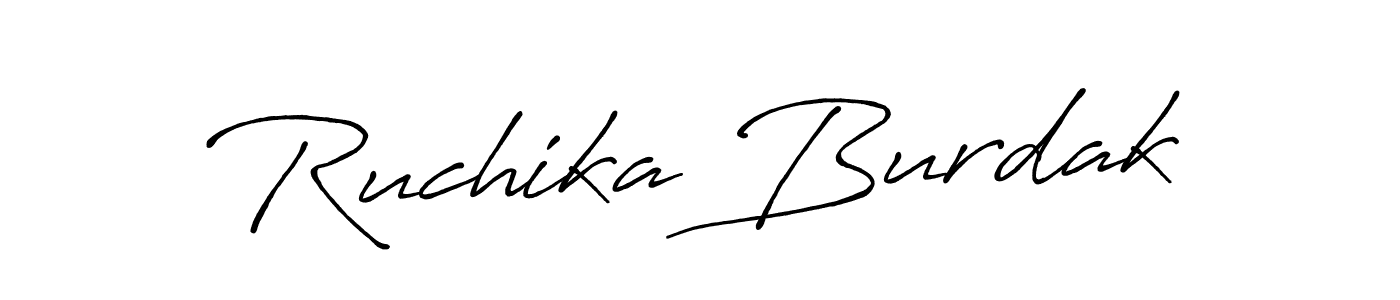 How to make Ruchika Burdak name signature. Use Antro_Vectra_Bolder style for creating short signs online. This is the latest handwritten sign. Ruchika Burdak signature style 7 images and pictures png