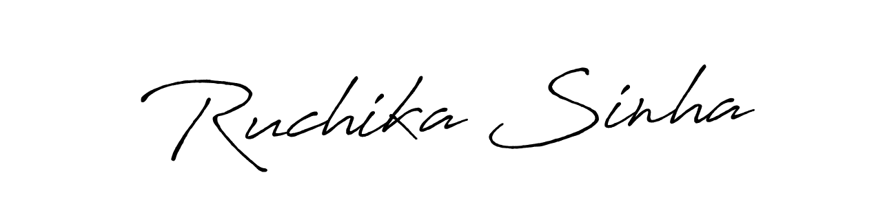 The best way (Antro_Vectra_Bolder) to make a short signature is to pick only two or three words in your name. The name Ruchika Sinha include a total of six letters. For converting this name. Ruchika Sinha signature style 7 images and pictures png