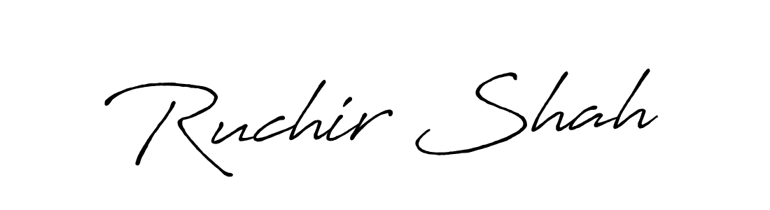 How to make Ruchir Shah name signature. Use Antro_Vectra_Bolder style for creating short signs online. This is the latest handwritten sign. Ruchir Shah signature style 7 images and pictures png