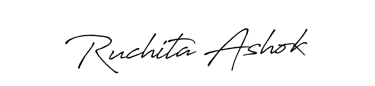 Antro_Vectra_Bolder is a professional signature style that is perfect for those who want to add a touch of class to their signature. It is also a great choice for those who want to make their signature more unique. Get Ruchita Ashok name to fancy signature for free. Ruchita Ashok signature style 7 images and pictures png