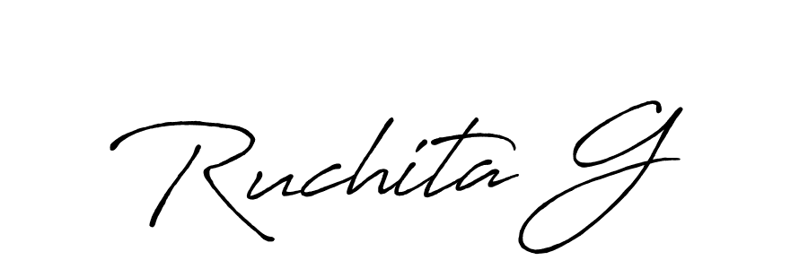 Also we have Ruchita G name is the best signature style. Create professional handwritten signature collection using Antro_Vectra_Bolder autograph style. Ruchita G signature style 7 images and pictures png